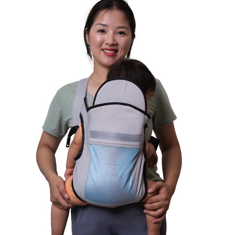 Địu em bé sơ sinh 4 tư thế có đỡ cổ phản quang có lưới thoáng mát an toàn Royal