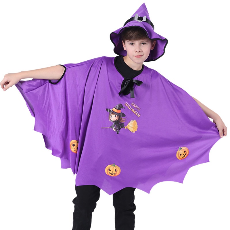 Áo Choàng Phù Thủy Hóa Trang Halloween Kèm Mũ Đầu Nhọn