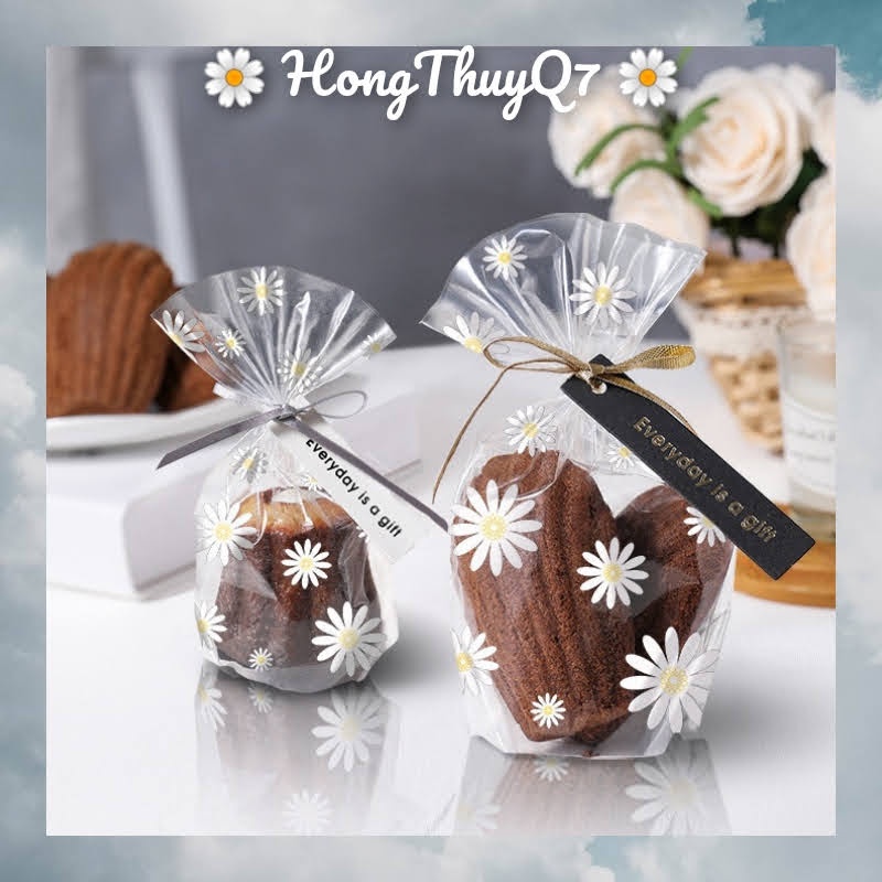 Túi Bóng Kính Hoa Cúc Kèm Kẽm Đựng Mứt Bánh Kẹo cho ngày 8-3, Tết, cưới, Valentine hoặc đựng quà tặng (10c) - HongThuyQ7
