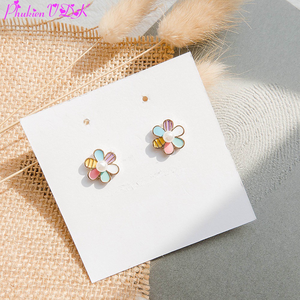 Hoa tai cầu vồng đơn giản dễ thương