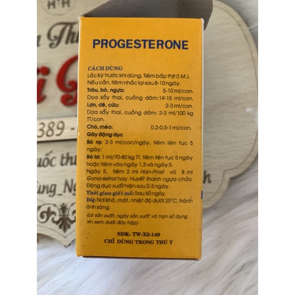20ml Progesterone - A.n th.ai cho chó mèo, lợn, dê, cừu, trâu, bò, ngựa
