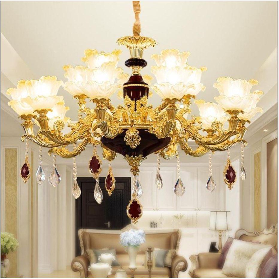 Đèn chùm trang trí nội thất IRELIA phong cách Châu Âu hiện đại loại 8, 15 tay - Tặng kèm bóng LED cao cấp