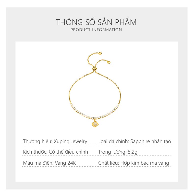 Lắc Tay Nữ Mạ Vàng 24K, Đính Đá Nhã Nhẹn Sang Trọng  - XPLT13