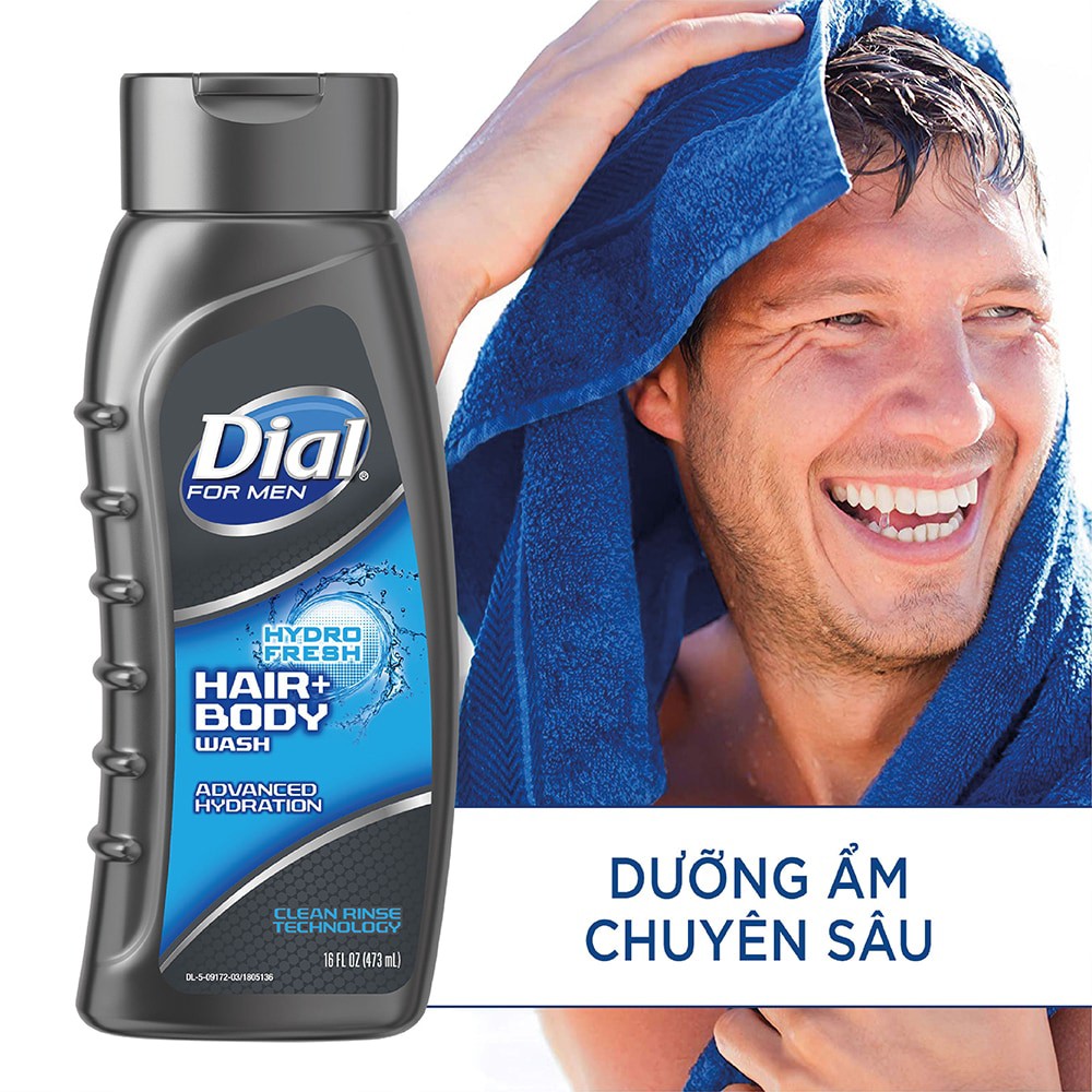 Sữa Tắm Gội Dial For Men Hydro Fresh Sạch Sâu Cho Nam 473ml