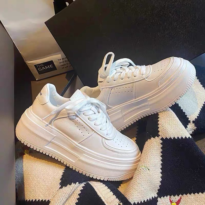 Giày nữ độn đế, sneaker_air force 1 bản full trắng-Giày nâng chiều cao