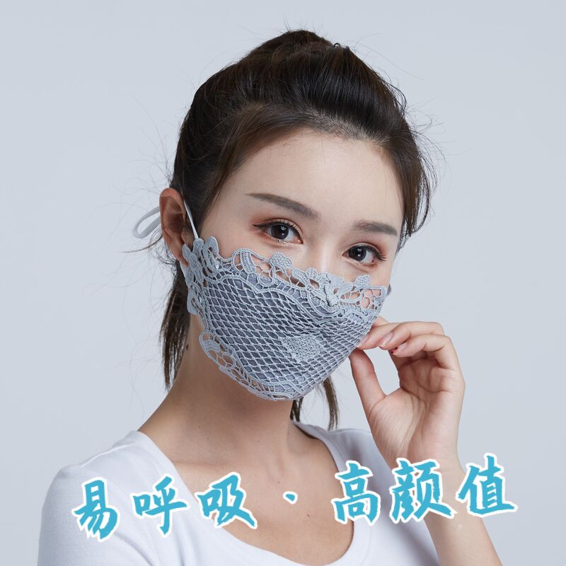 [Hàng mới về] Khẩu trang ren mỏng thông thoáng chống nắng/UV tái sử dụng cho đi xe ngoài trời