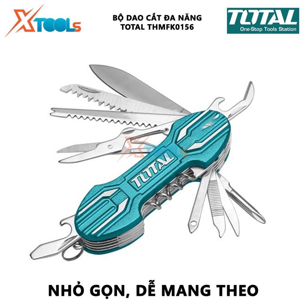 Dao cắt đa năng Total THMFK0156 | Bộ dao đa năng bỏ túi 15 trong 1 Kích thước: 9.5cm, dùng để gọt, vặn vít, cắt bánh