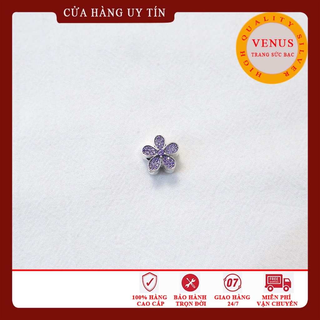Charm bạc 925 hoa 5 cánh tím- Mã sản phẩm VENUSCX201