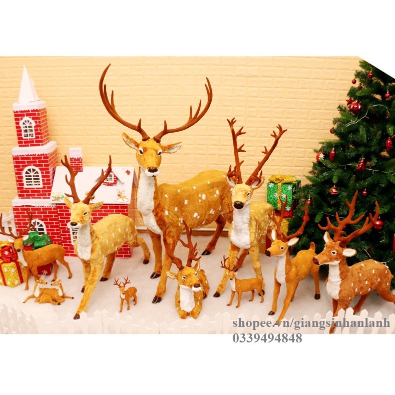 Đàn tuần lộc ông già Noel trang trí Giáng Sinh - Hươu nhung Noel