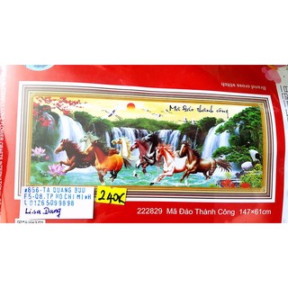 Tranh thêu MÃ ĐÁO THÀNH CÔNG 1m47x61cm chưa thêu 222829