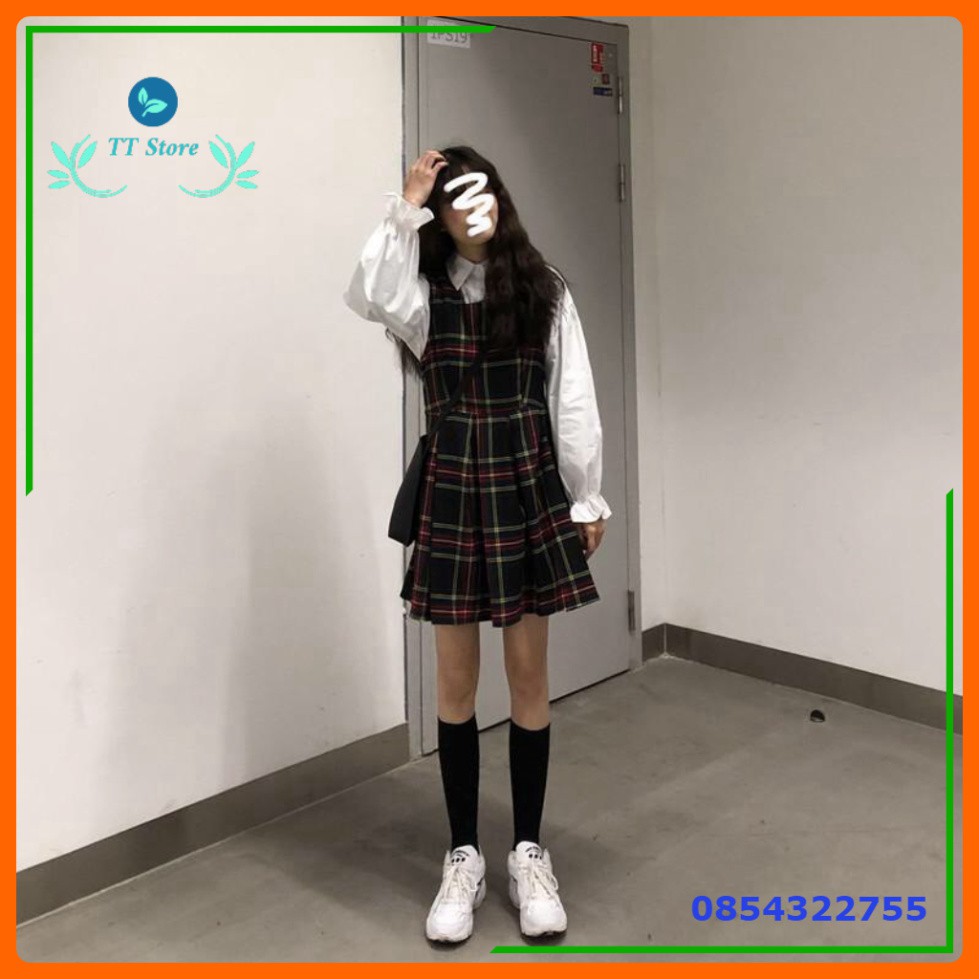 (mới) VÁY YẾM BABYDOLL CARO NỮ - ĐẦM MINI 2 DÂY BẢN TO KẺ SỌC ĐỎ ĐEN ULZZANG -👗TTshop👑