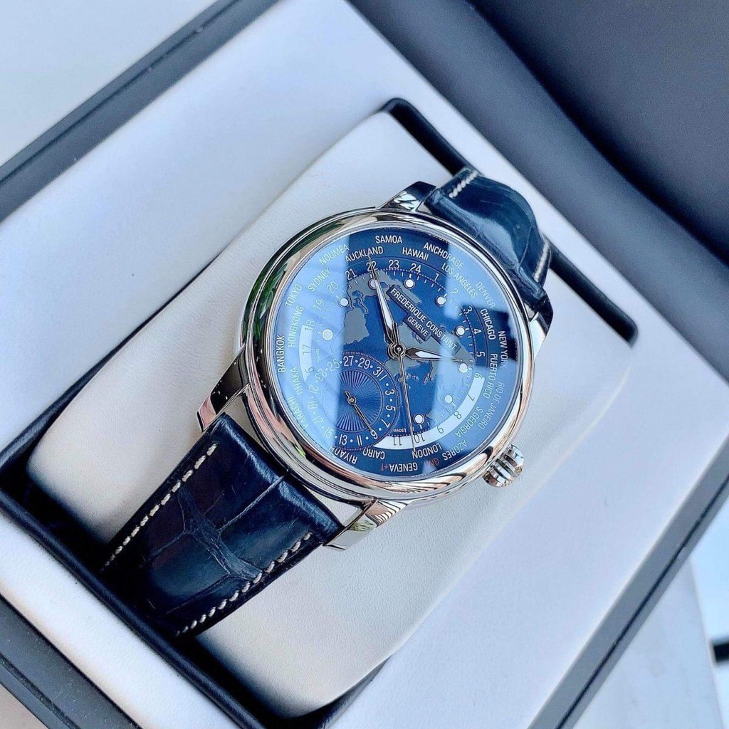 Đồng hồ nam chính hãng Frederique Constant Classic Worldtimer Manifacture FC718NWM4H6 - Máy cơ tự động - Kính Sapphire