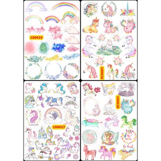 Sticker A4 [KỲ LÂN + CẦU VỒNG] Dạng Lì Trang Trí Bullet Journal Siêu Đẹp (100025-100028)