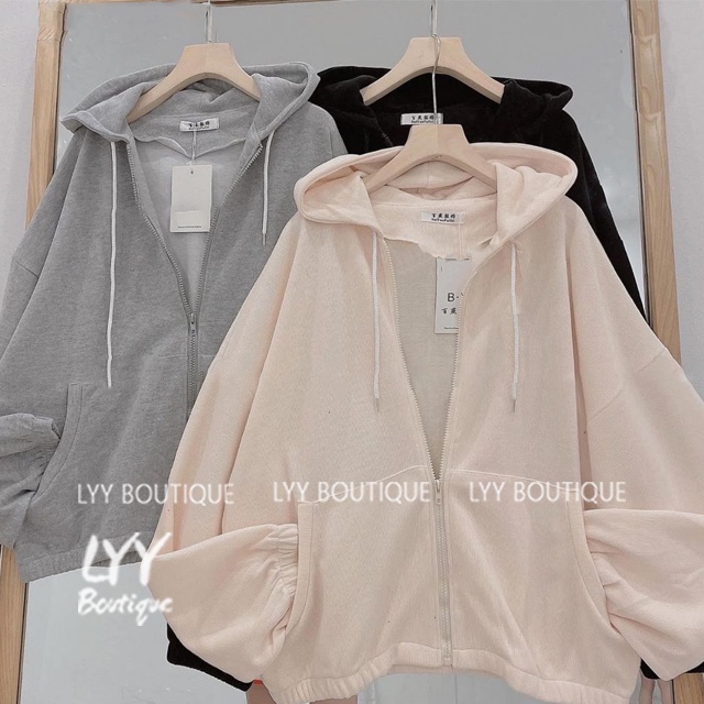 Áo khoác nữ hoodie chất nỉ tăm Quảng Châu có mũ tay phồng dáng rộng oversize LYY BOUTIQUE | BigBuy360 - bigbuy360.vn