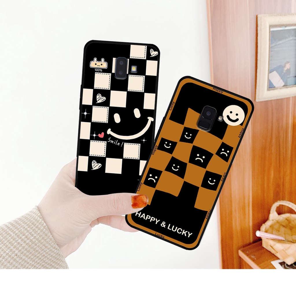 Ốp lưng Samsung J6 2018 / J6 Plus / J6+ / J8 in hình họa tiết caro trái tim, mặt cười đơn giản, cá tính