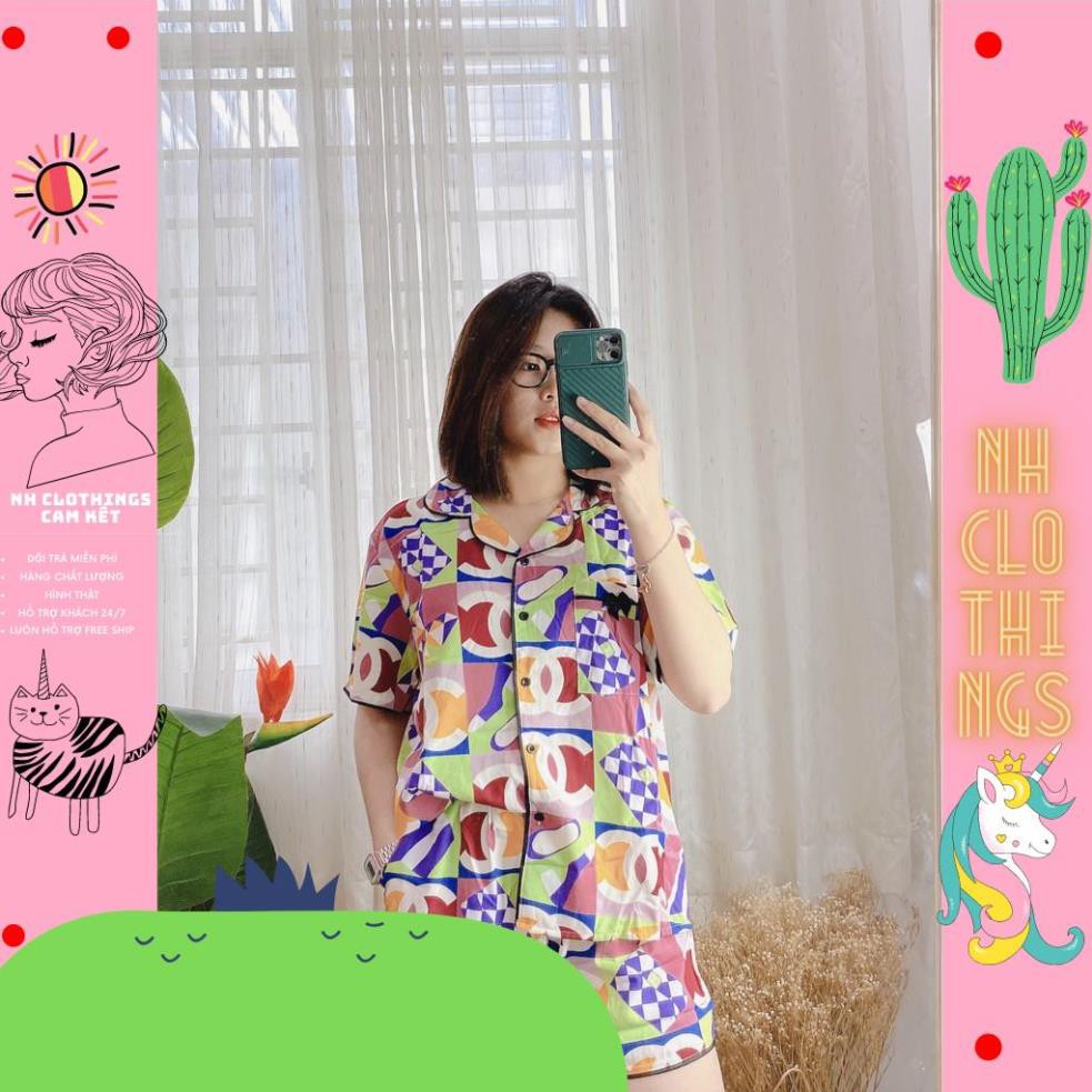 Bộ đồ ngủ, đồ bộ pijama lụa nữ mặc nhà bigSize áo tay ngắn quần ngắn chất liệu lụa hàn Bigsize NH CLOTHINGS