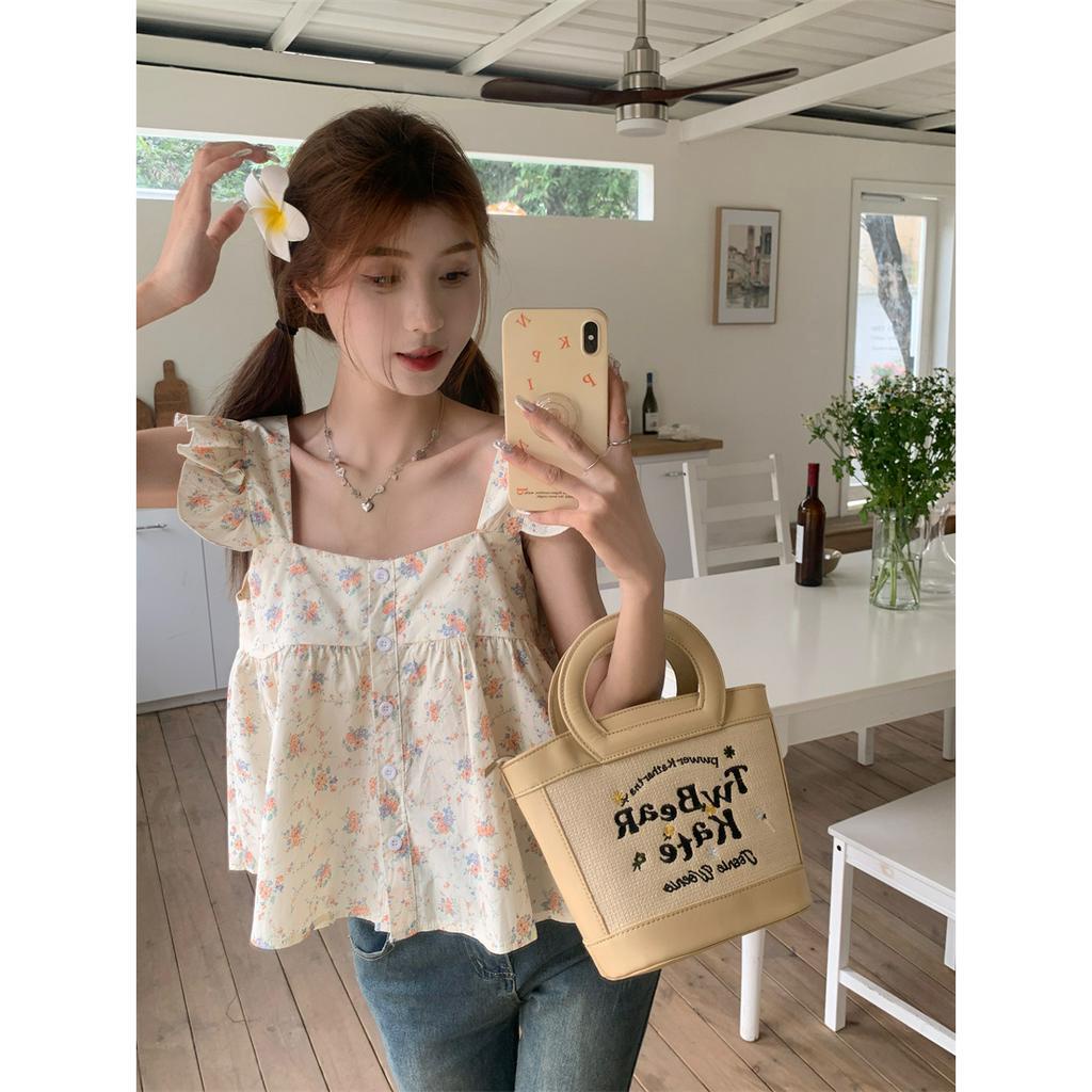 Áo Kiểu Tay Cánh Tiên In Hoa Dễ Thương Xinh Xắn  tao bao