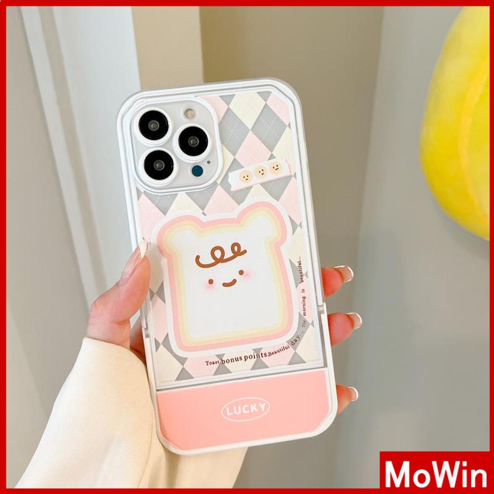 iPhone Case Acrylic Invisible Folding Stand Silicone Soft Case Airbag Shockproof Cover Camera Toast Cartoon Cute Compatible For iPhone 11 Pro Max 13 Pro Max 12 Pro Max 7Plus xr XS Max