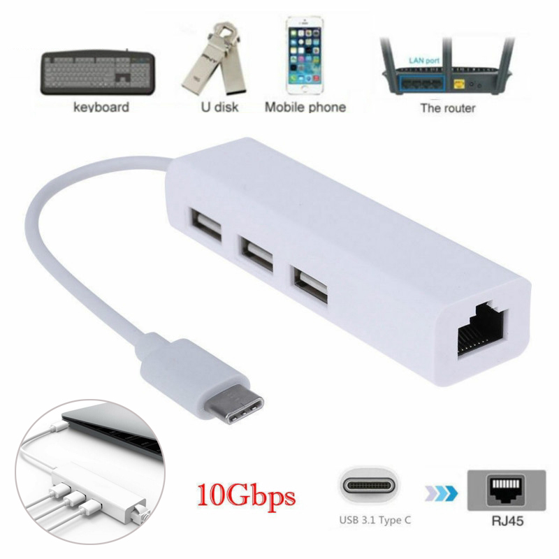 Cáp Chuyển Đổi Usb-C Type C Sang Usb Rj45 Ethernet Lan Đa Năng Cho Macbook Pc