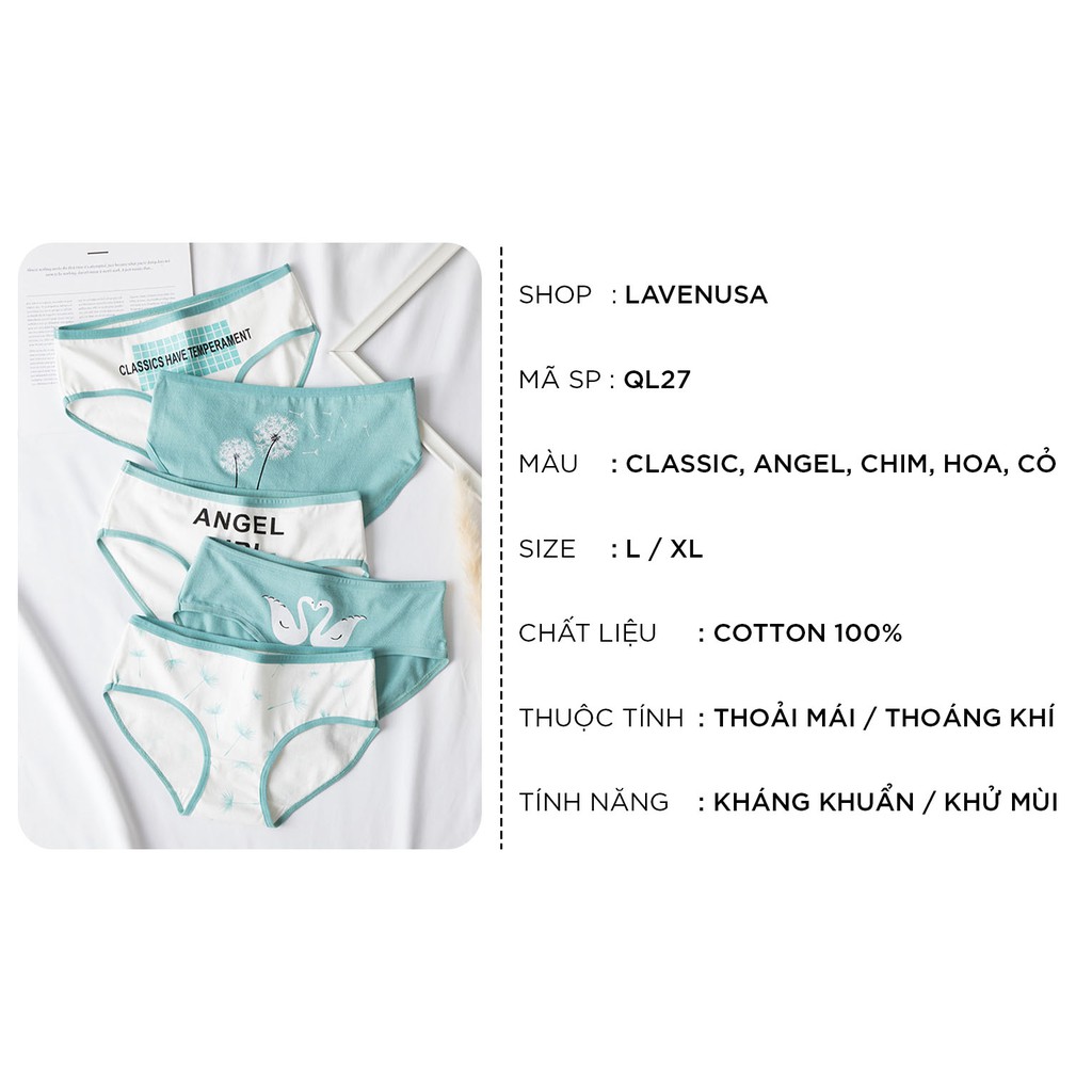 Quần lót nữ cotton cao cấp co giãn kháng khuẩn in hình đáng yêu dễ thương QL27 | BigBuy360 - bigbuy360.vn
