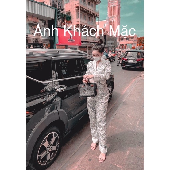 Bộ Pyjama Lụa Xước  Thiết Kế Giả Vest siêu sang