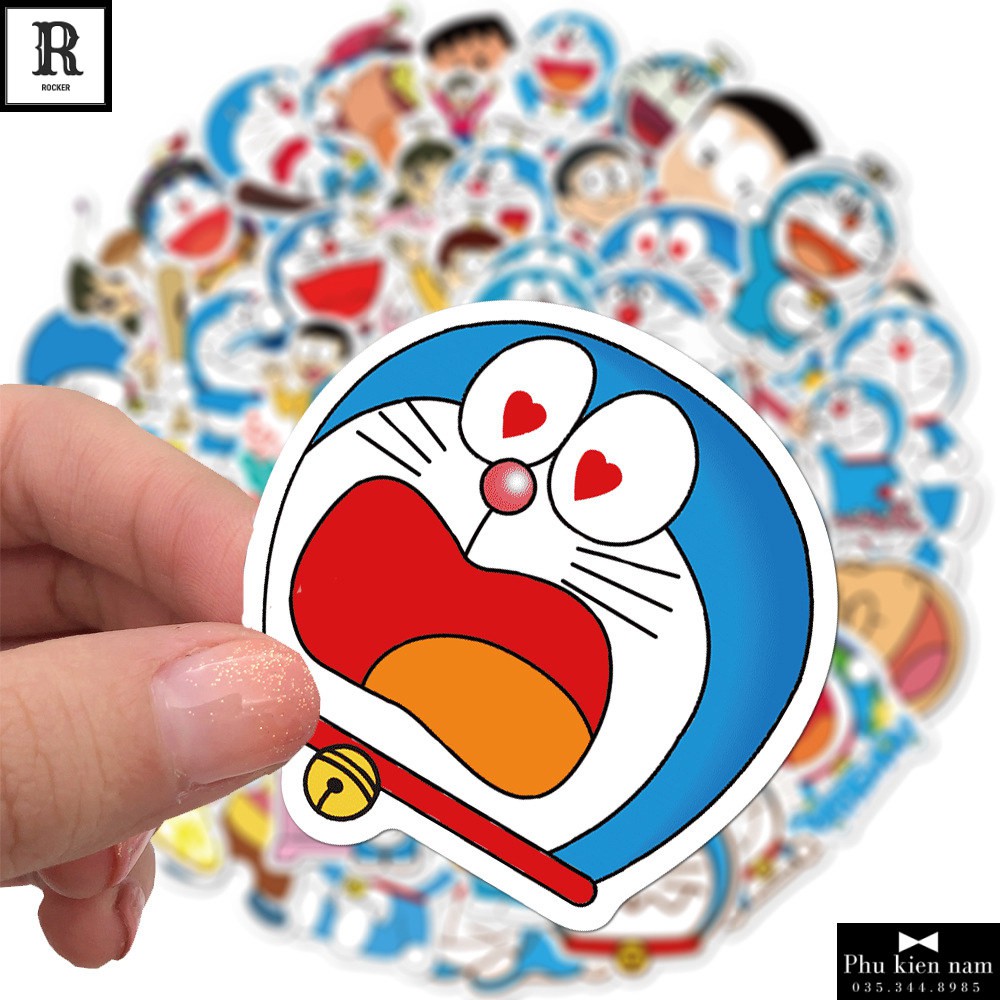 Sticker PVC Doremon 50 Hình ST094 - Stickers Chống nước Dán Mũ bảo hiểm Vali Laptop Điện thoại Dán xe