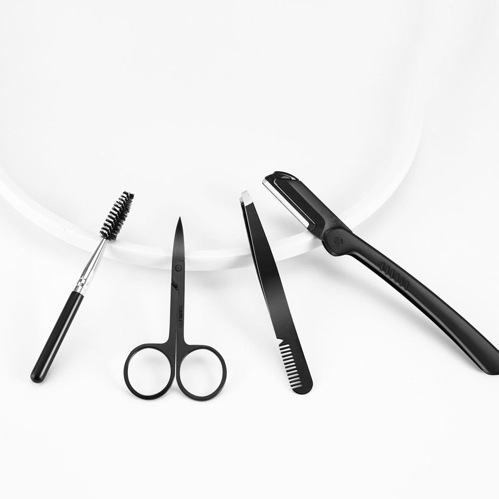 [Hàng mới về] Bộ 4 dụng cụ tỉa lông mày chuyên nghiệp bằng thép không gỉ tiện lợi