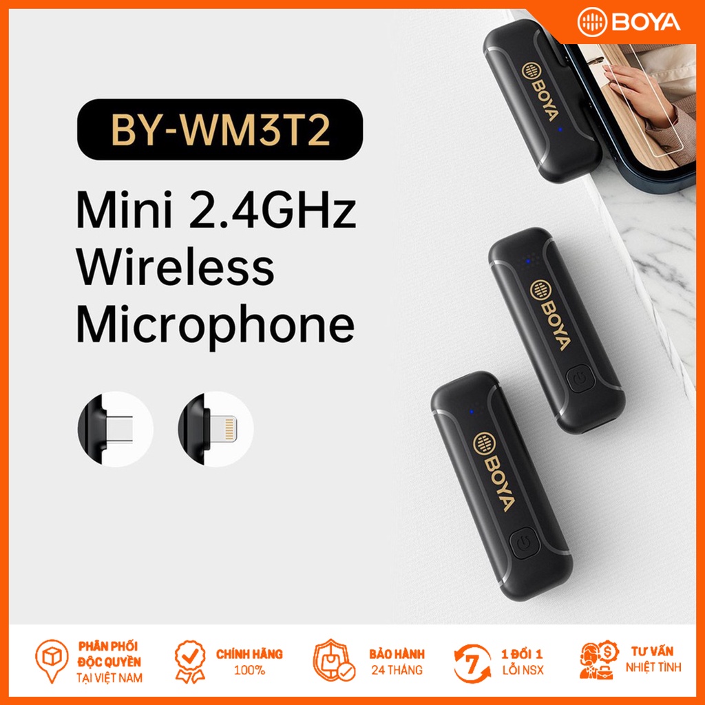 Mic thu âm BY-WM3T2 Series không dây 2.4GHz mini
