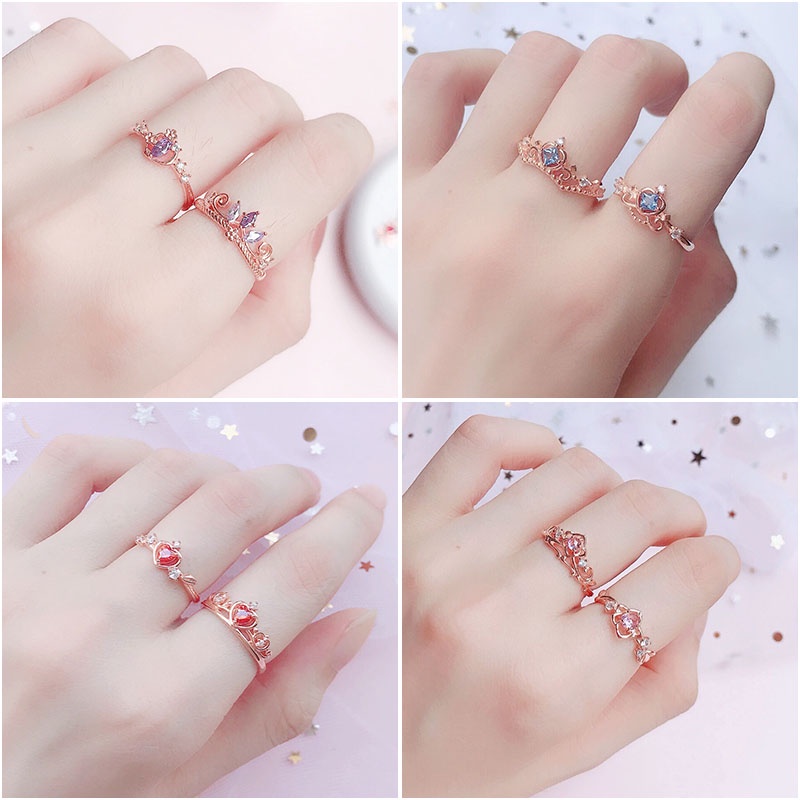 Nhẫn kiểu vương miện công chúa Disney tùy chọn có thể điều chỉnh thời trang cho nữ