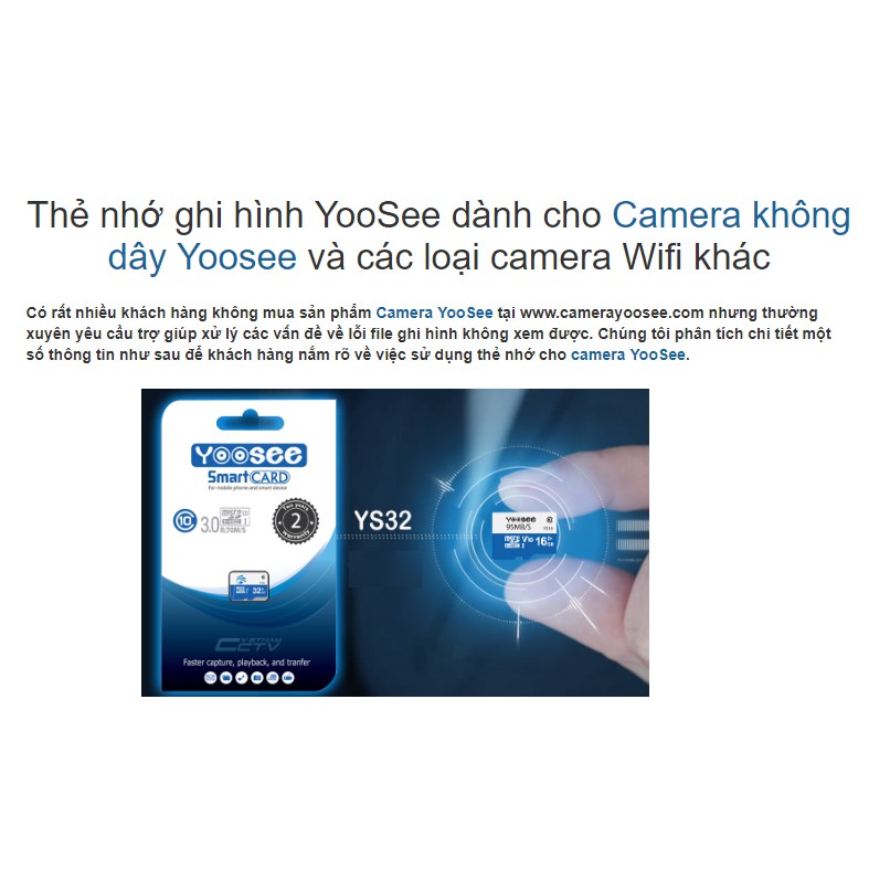 Thẻ Nhớ 32 Yoosee Chính Hãng Chuyên Dụng Cho Camera - Camera IP wifi, Smartphone,..(Thẻ Bảo Hành Trọn Đời 1 Đổi 1) | BigBuy360 - bigbuy360.vn