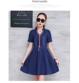 ĐẦM JEAN XOÈ PHỐI DÂY MÀU