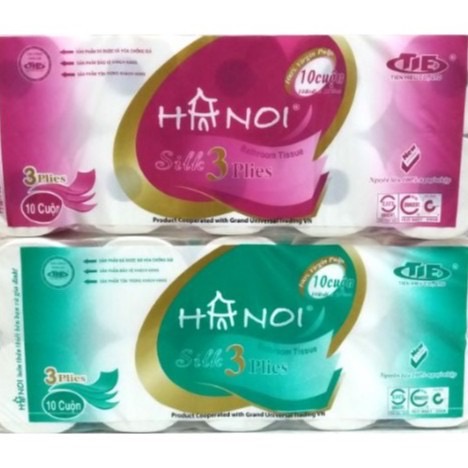 Giấy vệ sinh Hà Nội sịn 3 lớp siêu dai siêu mịn 1,6kg (10 cuộn) có lõi/không lõi