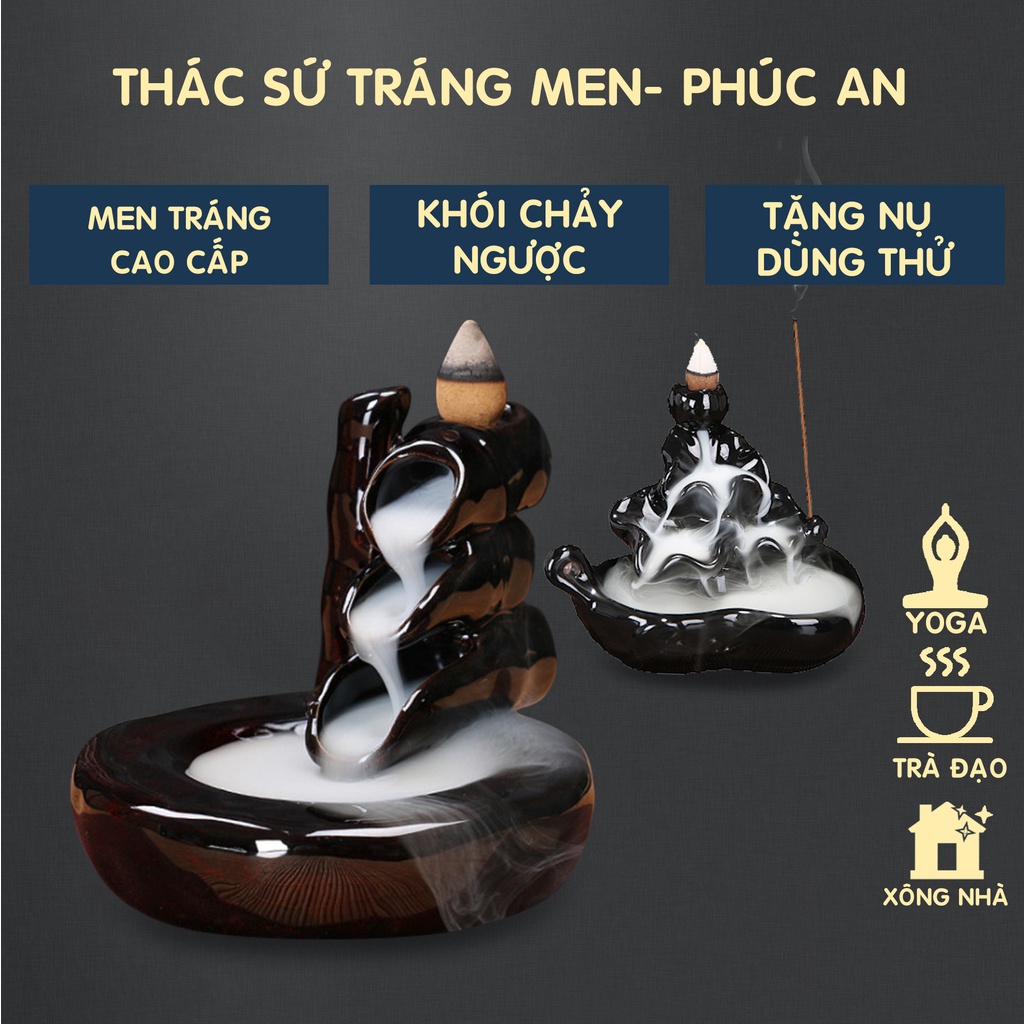 Thác khói trầm hương, thác khói đối lưu chất liệu gốm tráng men cao cấp