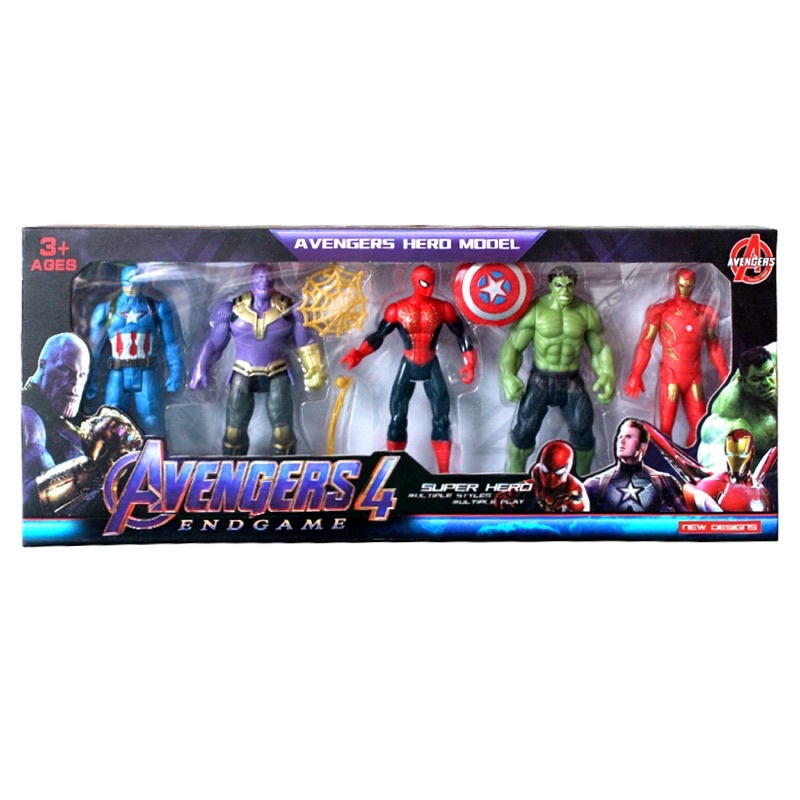 Set 5 Mô Hình Siêu Anh Hùng Avengers 12cm 15cm 17cm [2105 - 2155 - 2165] HULK THANOS SPIDER MAN CAPTAIN AMERICA IRON MAN