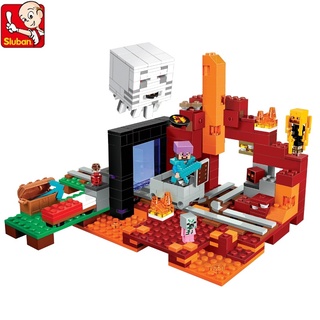 Bộ đồ chơi lắp ghép Sluban 470 mảnh hình Minecraft The Nether Portal cho bé