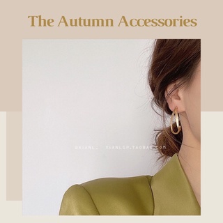 Khuyên tai mạ vàng hình chữ C The Autumn Accessories - KT05