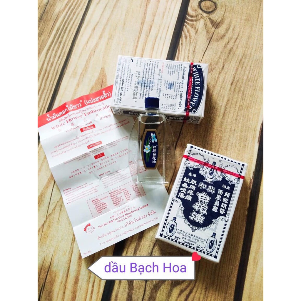 Dầu Bạch Hoa chính hãng HK - Dầu dạng nước dùng thoa ngoài da hoặc ngửi, dung tích 20 ml