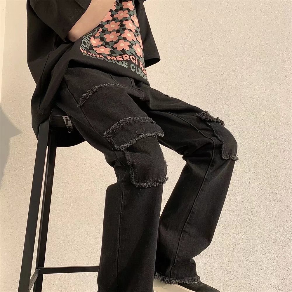 Quần Jeans Dài Ống Rộng Màu Trơn Phong Cách Hàn Quốc Thời Trang Cho Nam