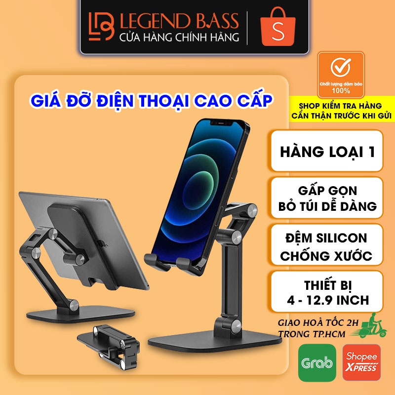 Giá đỡ điện thoại giá đỡ máy tính bảng cao cấp để bàn gấp gọn dùng livestream học online, xem phim