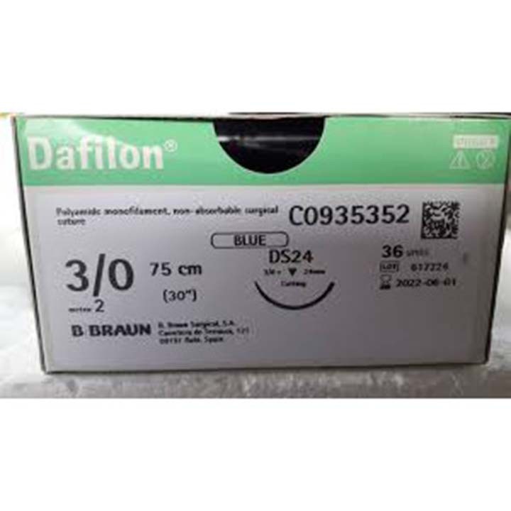 Chỉ khâu ngoài da không tiêu dafilon các số 2/0 đến 6/0