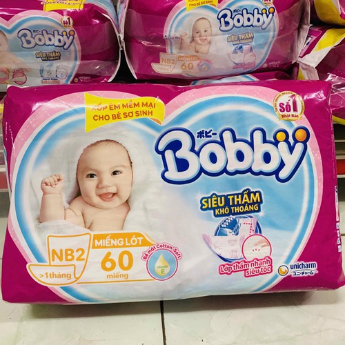 [Tặng 6 miếng] Miếng Lót Sơ Sinh Bobby Nb2 60Miếng