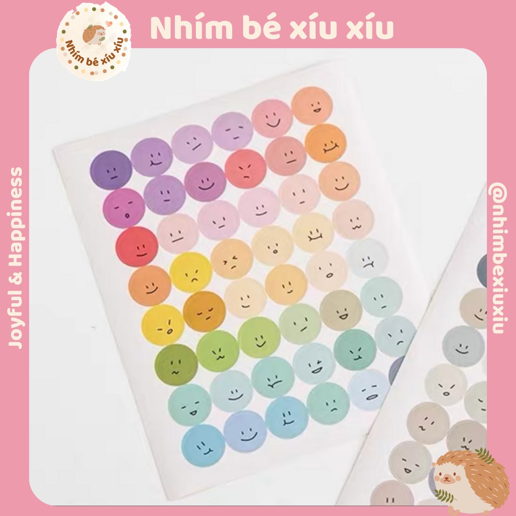 Set 48 sticker biểu tượng cảm xúc màu Morandi dễ thương trang trí sổ tay