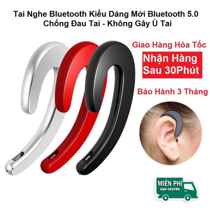Tai nghe bluetooth Thế Hệ Mới 2021 - Thiết Kế Móc Vành Tai - Đi Xe Máy - Tránh Giảm Đau Tai - Trẻ Trung Năng Động