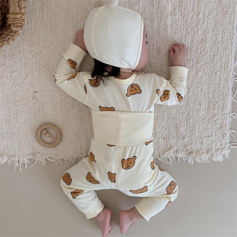 Bộ Quần Áo Vải Cotton Lưng Cao Xẻ Tà Kiểu Hàn Quốc Thời Trang Xuân Thu Cho Bé