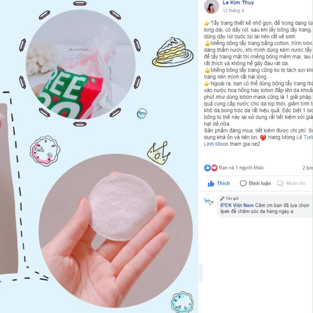 [ Hoàn Xu Xtra] COMBO 2 Bông Tẩy Trang IPEK Thổ Nhĩ Kỳ 150 (120 + 30) Miếng/ gói 💖 IPEK Coton Pads | BigBuy360 - bigbuy360.vn