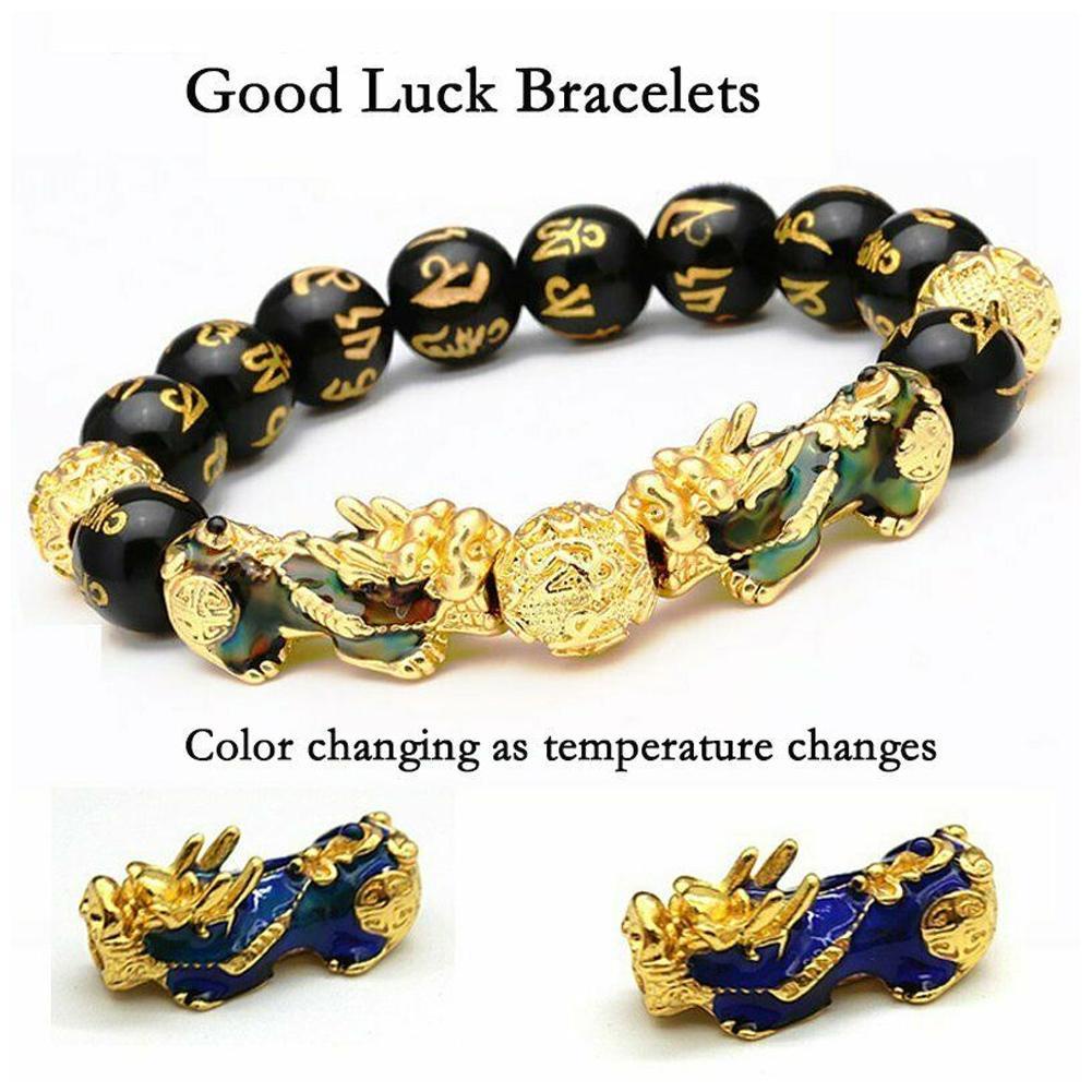 Feng Shui Black Obsidian Pi Xiu Wealth Bracelet Attract Men Beads Lucky Women Wealth Bracelet V5Q1
