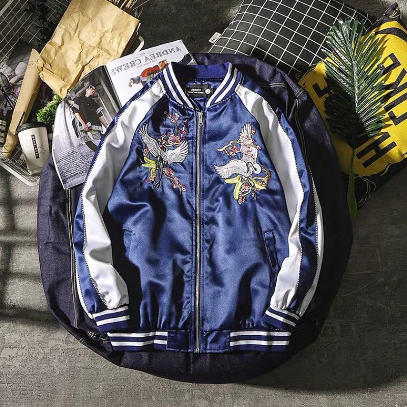 Áo Khoác Nhẹ Bomber Khóa Kéo Phối Hình In Chim Uyên Ương Kiểu Dáng Hàn Quốc AO KHOAC NAM 9000028C | BigBuy360 - bigbuy360.vn