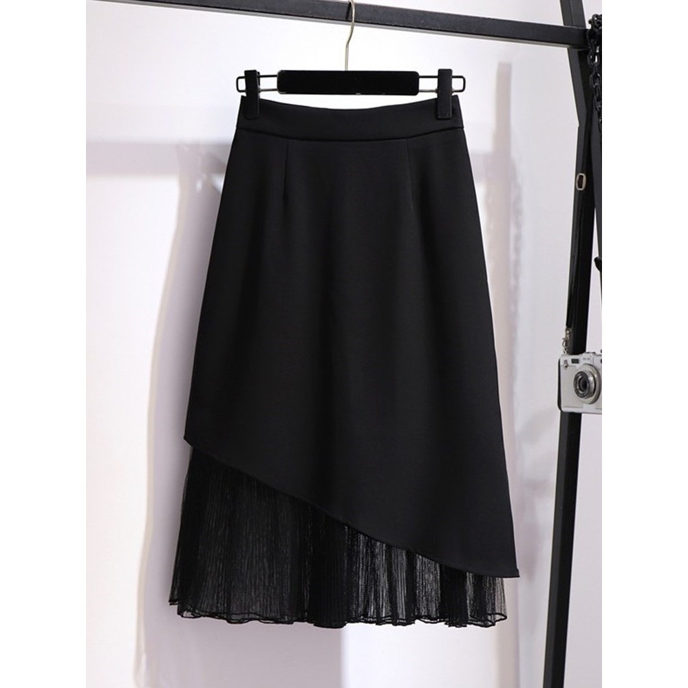 Chân váy dài lụa phối ren mềm mịn capo cấp