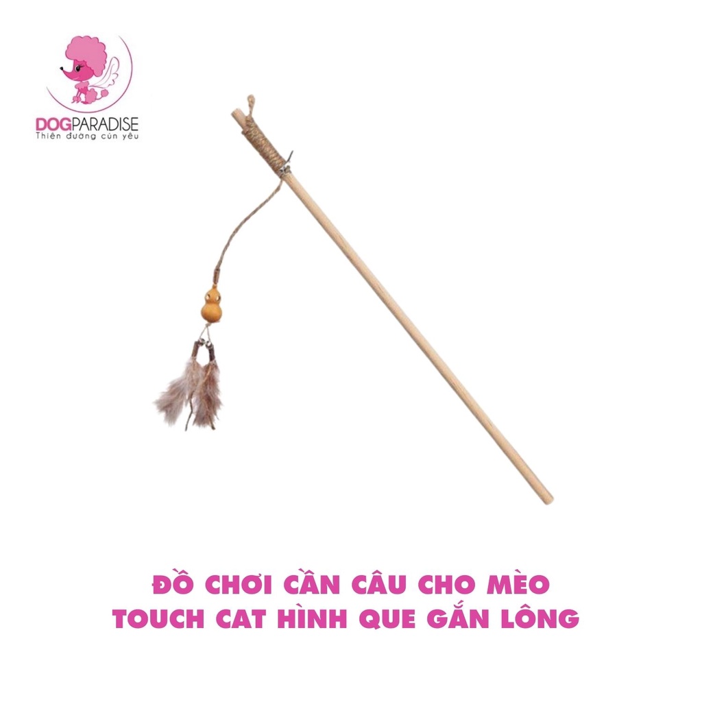 Đồ chơi cần câu cho mèo Touch Cat hình que gắn lông vũ gấu bông tương tác vui nhộn giảm stress cho mèo - Dog Paradise