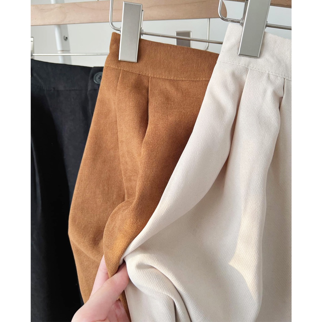 [FREESHIP] Chân váy xếp ly nhung tăm phối chun sau Ulzzang (hàng QC) - Ảnh thật